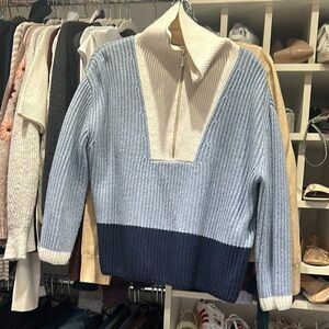 Colorblock Zip-Up Sweater